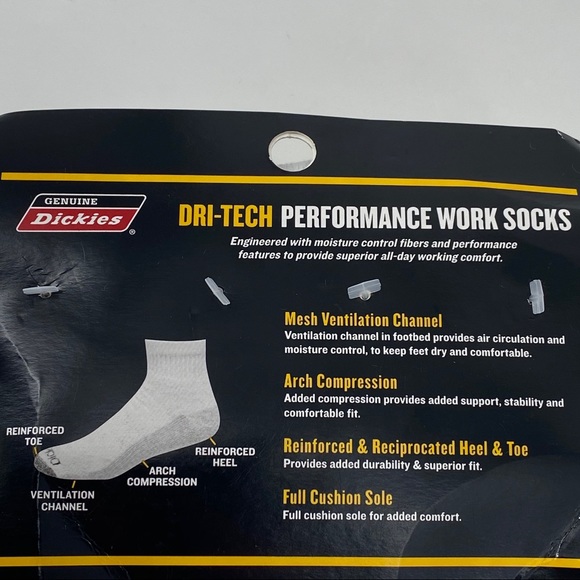 Dickies Men's 6pk Dri-Tech Ankle Socks - WHITE - Picture 5 of 6